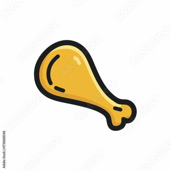 Fototapeta Minimalistic Chicken Leg Flat Vector Icon