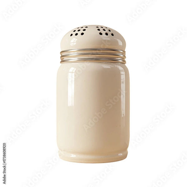 Fototapeta Cream-colored, cylindrical spice shaker with perforated lid