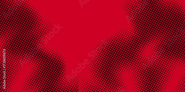 Fototapeta Abstract red geometric heart pattern vector illustration background with a woman in a flowing red dress design style