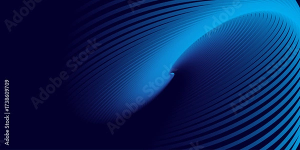 Fototapeta Abstract blue background with flowing light waves and a digital technology pattern