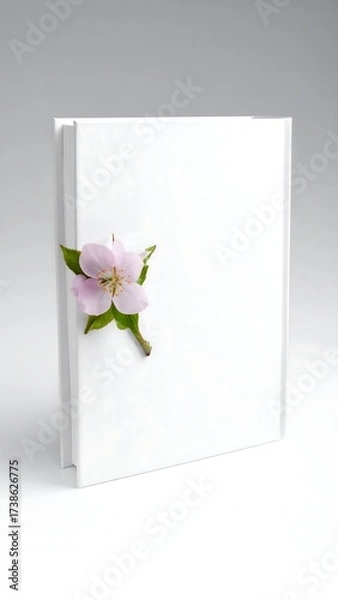 Obraz White book with delicate flower