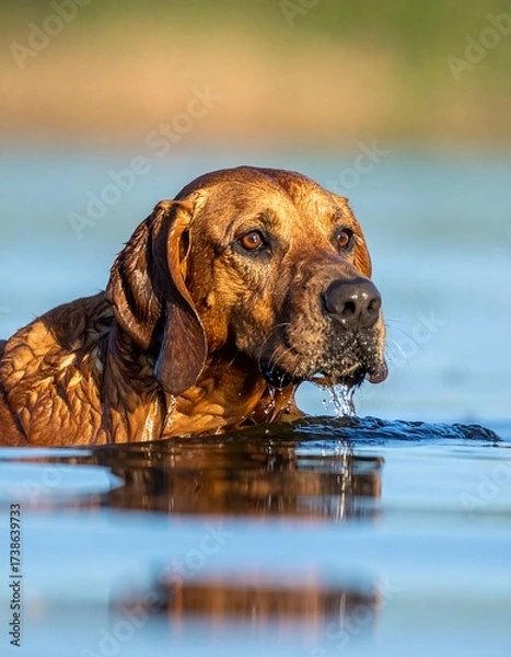 Obraz Dog swimming in water
