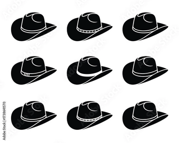 Obraz Seamless Pattern of Classic Cowboy Hats Vector Illustration for Western Design