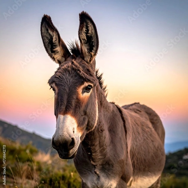 Obraz Donkey portrait at sunset