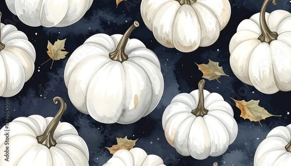 Fototapeta White pumpkins on a dark background