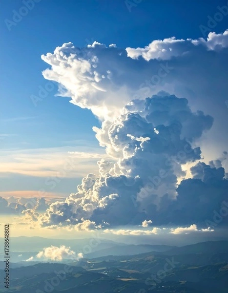 Obraz Dramatic cumulus clouds over a valley