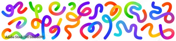 Obraz Gradient Organic Wavy Lines Set in Vibrant Rainbow Colors. Abstract Smooth Flowing Ribbon Shapes for Modern Party Posters, Events, Covers, Social Media, Creative Branding. Vector illustration