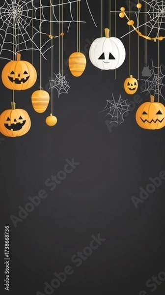 Fototapeta Halloween Display Featuring Spooky Pumpkins, Intricate Cobwebs, and Delightful Decorations to Captivate Your Halloween Spirit