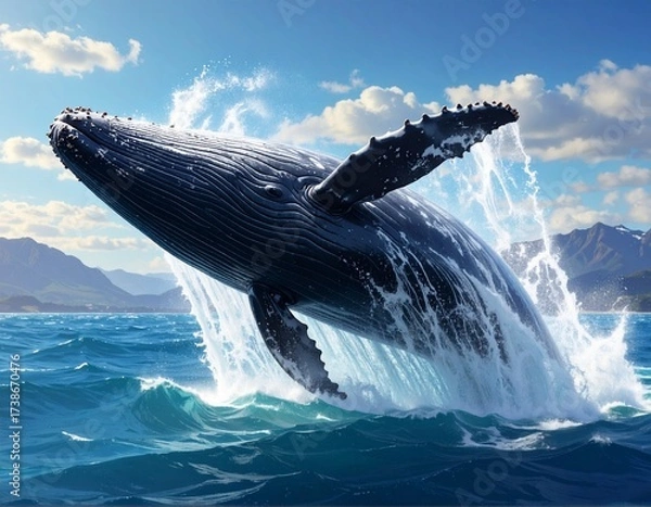 Obraz ジャンプするクジラ