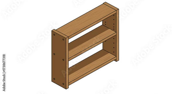 Obraz Isometric wooden bookshelf with two shelves in minimalist design for interiors