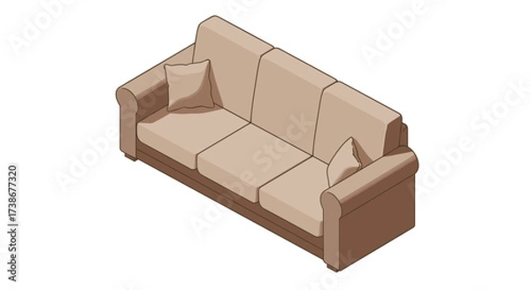 Obraz Comfy isometric sofa with cushions in neutral tones