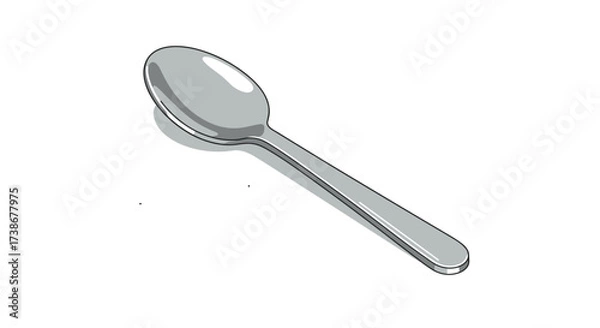 Obraz Realistic metal spoon with shadow on white background