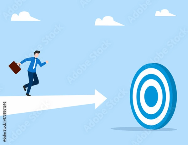 Fototapeta businessman running on the sky