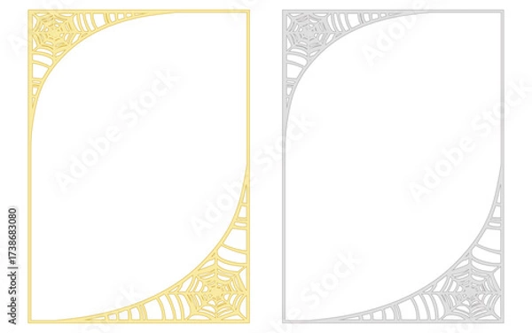 Obraz 金色銀色風、ゴシック風縦長の蜘蛛の巣フレーム。A判型。