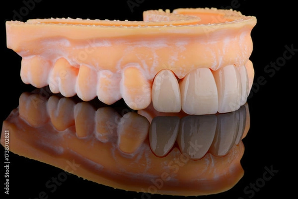 Fototapeta High-quality four dental crowns made of zirconium for fixation to the frontal teeth of upper jaw.