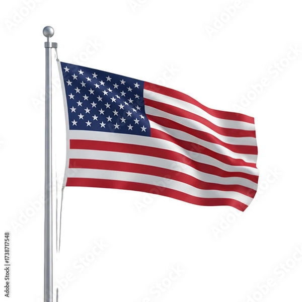 Obraz American Flag Waving on a Pole