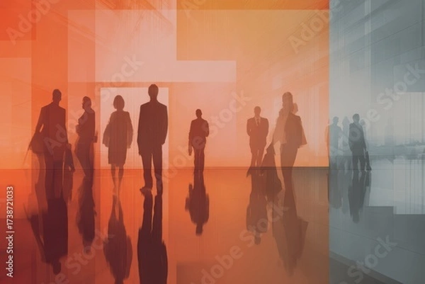 Obraz Vibrant silhouettes create an engaging atmosphere in a modern office setting