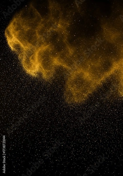 Fototapeta Abstract Golden Dust Glow Background on Black – Elegant Magical Sparkle Design