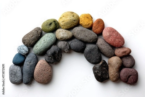 Obraz River pebbles arranged in a beautiful gradient arc showcasing natural colors and textures