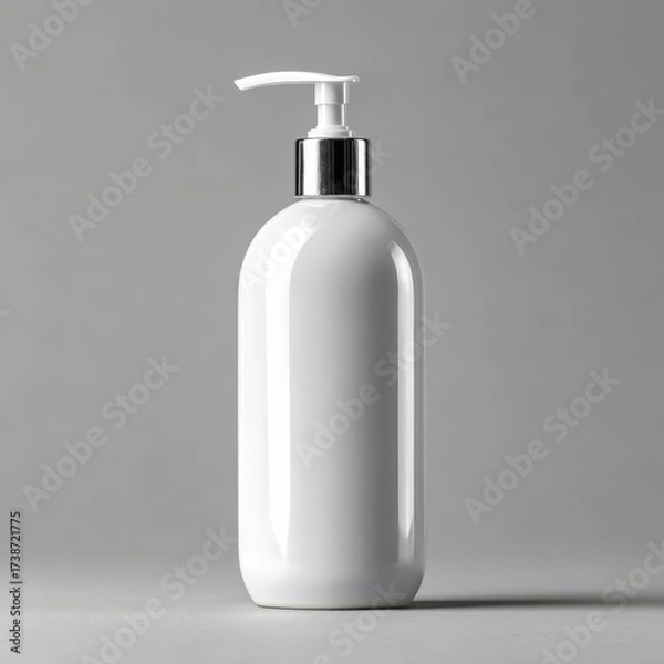 Obraz Smooth white plastic pump bottle mockup for elegant product presentations