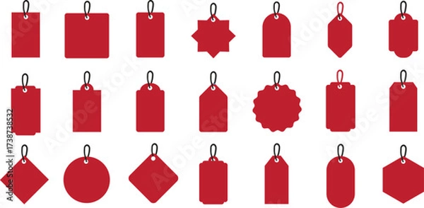 Obraz Red price tags in various geomertric shapes