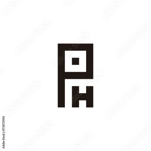 Obraz Letter P and H square, rectangle geometric symbol simple logo vector