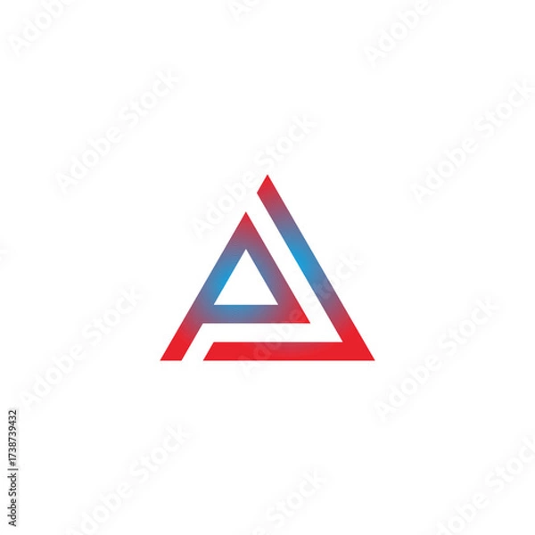 Fototapeta Letter P and j triangle geometric symbol simple logo vector