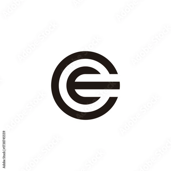 Obraz Letter E in C, circle, technology geometric symbol simple logo vector
