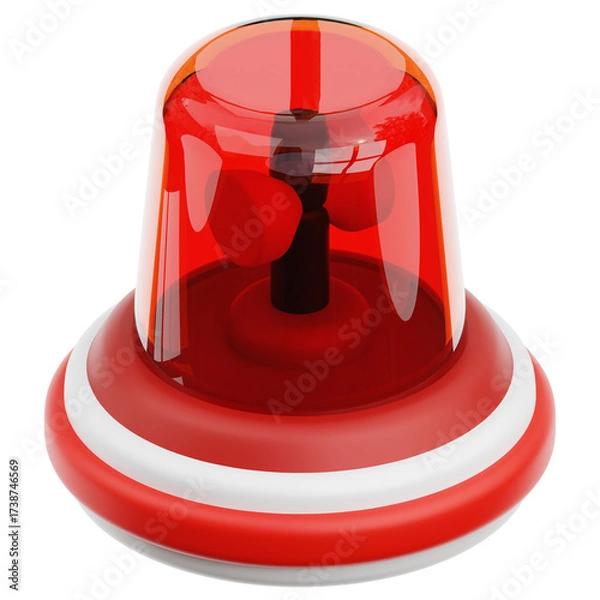 Obraz Red Emergency Siren with Transparent Background Emergency Alert Beacon on Black Backdrop