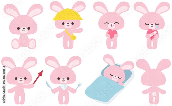 Obraz 色々なポーズのウサギのイラスト