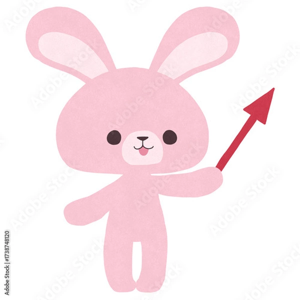 Obraz 矢印を持ったウサギのイラスト