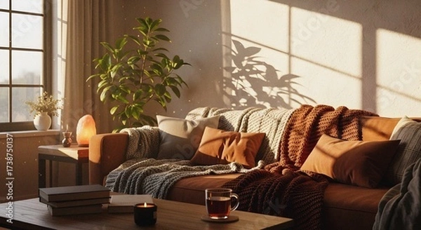 Obraz Warm Daylight Scene with Natural Lighting and Soft Shadows – Inviting Atmosphere for Home or Real Estate Concept
