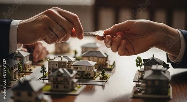 Obraz Transfer Property Conceptual Home Key Hands Contract Real Estate