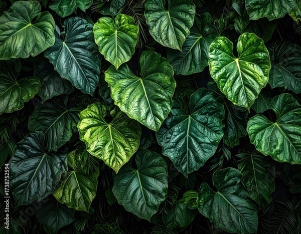 Obraz Lush Green Foliage A Vibrant Display of Tropical Leaves.