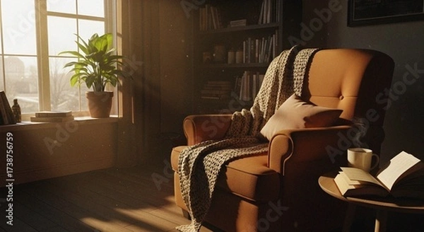 Obraz Warm Daylight Scene with Natural Lighting and Soft Shadows – Inviting Atmosphere for Home or Real Estate Concept