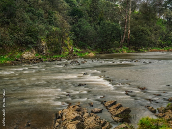 Fototapeta Dreamy Smooth River Flows Over Rapids