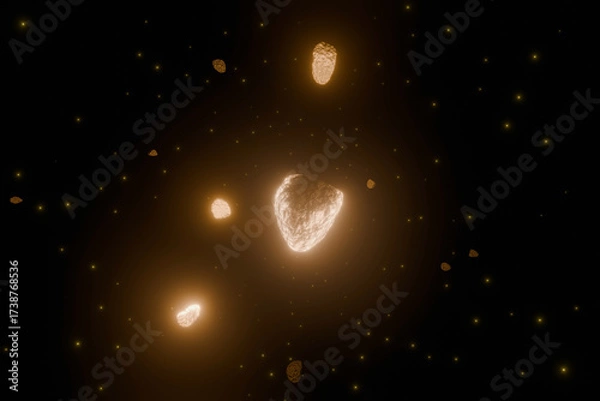 Fototapeta 宇宙空間に浮かぶたくさんの岩石