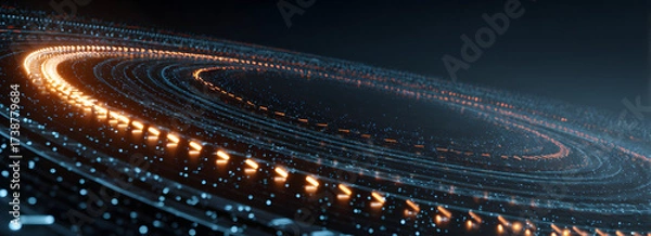 Fototapeta A futuristic swirling pattern of light and energy on a dark background, suggesting motion and technology.