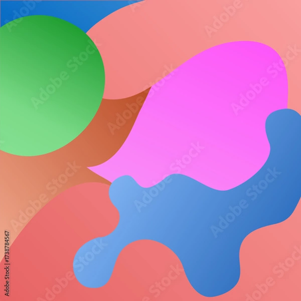 Obraz bstract artistic background, hand-drawn vector illustration, full of imagination and creative fantasy, with beautiful green, pink, blue, and orange tones, elegant design, modern aesthetics, colorful 
