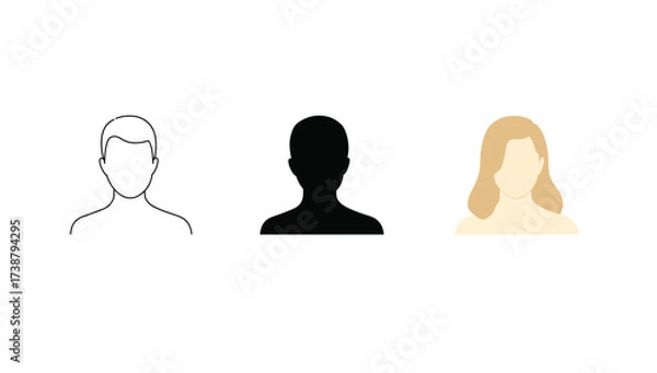 Obraz Vector art of three people in different styles, vector illustration