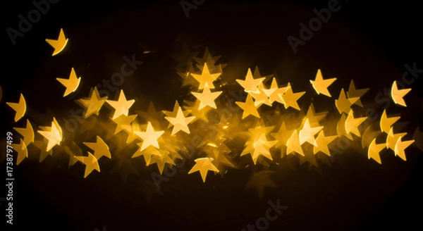 Fototapeta Creative Depiction Of Glowing Star Shaped Bokeh Lights Against A Dark Background
