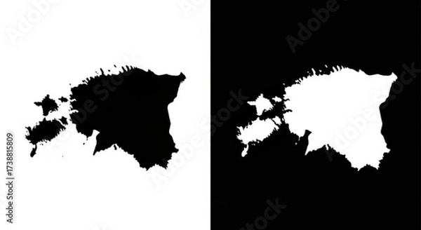 Fototapeta Estonia map icons in clean minimalist black and white inverse style