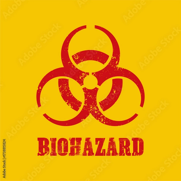 Fototapeta Radioactive virus symbol icon on yellow background. Vector illustration.
