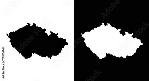 Fototapeta Clean Czechia map icons in modern black and white inverse style