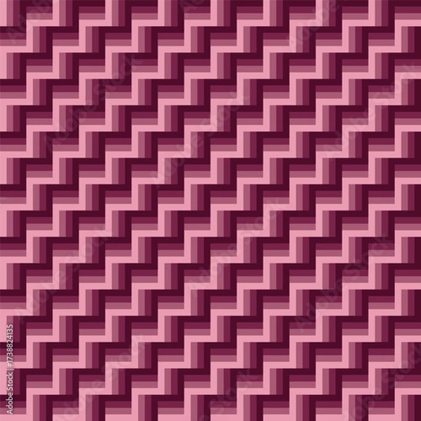 Fototapeta Geometric Stepped Pattern with Shaded Pink Tones Zigzag Abstract Background