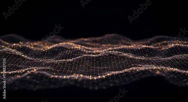 Obraz Abstract Network Surface with Golden Connections