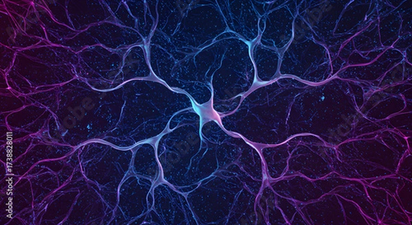Obraz Abstract Neuron Network with Glowing Connections