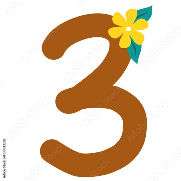 Fototapeta Brown Numeric three