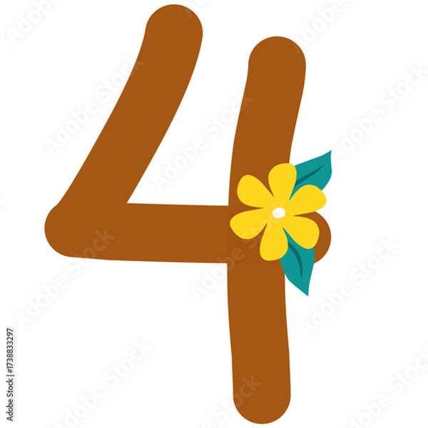 Fototapeta Brown Numeric four