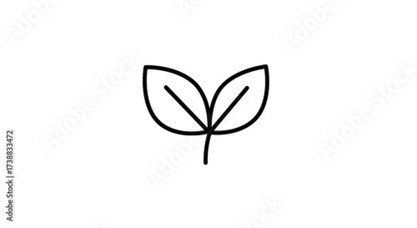 Fototapeta Simple minimalist illustration of two leaves sprouting from a single stem, showcasing natural growth.